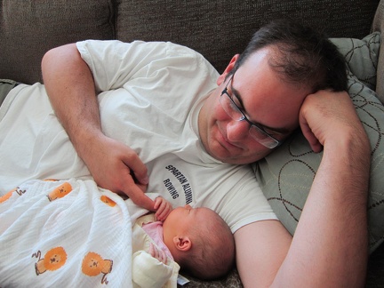 Doug and Greta - first day at home
